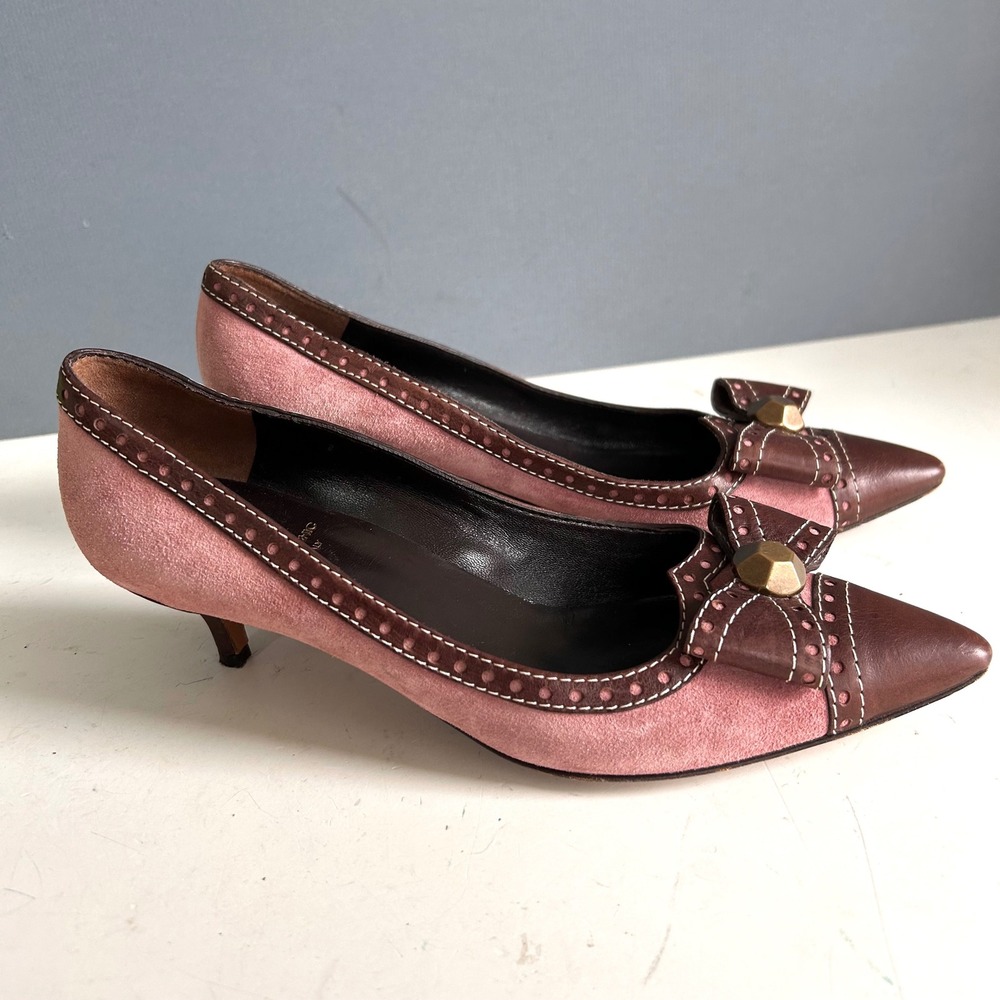 Moschino Cheap and Chic dainty oxford pumps size 37 Pink Brown Leather Bow Italy